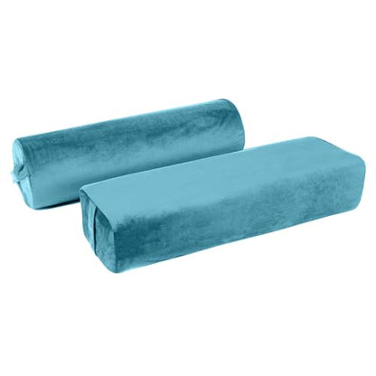 2-Pack Yoga Bolster Pillow Set: Rectangular & Cylinder Pillows for Meditation and Support, Yoga Pillows with Washable Velvet Cover, Triple-Layer Sponge with Carry Handle, Green - color: Green
