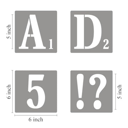 5 Inch Letter Stencils for Painting - 42 Pack Scrabble Alphabet Letters Numbers Templates with Signs for Painting, Reusable Scrabble Tiles Stencils for Chalkboard Wood Crafts & Wall Decor - size: 5 Inch
