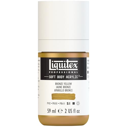 Liquitex Soft Body Acrylic Paint, 2-oz Bottle, Bronze Yellow | Low Viscosity, Highly Pigmented, Satin Finish, Retains Subtle Brush Strokes, Great Surface Coverage, Highly Versatile - color: Bronze Yellow, style: 2-oz Bottle