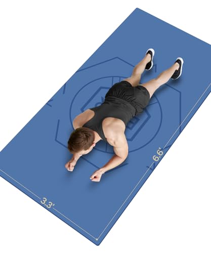 nuveti Large Exercise Mat (6'x 3'), Extra Wide Workout Mat for Men and Women, Yoga Mat Thick 1/4 Exercise Mats Non-Slip, Non-Toxic, Large Fitness Mat Perfect for Barefoot Exercise (Yoga, Pilates, Stretching, Meditation) - color: Blue, size: 78"L x 39"W x