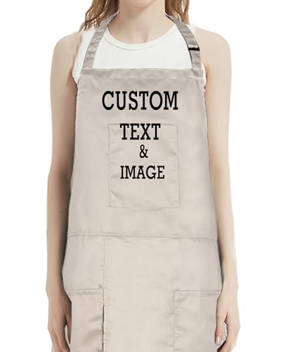 Pottery Split-Leg Make Ceramic Apron, Long Split-Leg Artist Painting Apron with 3 Pockets for Men and Women - color: Khaki Customized Logo