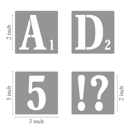 2 Inch Letter Stencils for Painting - 42 Pack Scrabble Alphabet Letters Numbers Templates with Signs for Painting, Reusable Scrabble Tiles Stencils for Chalkboard Wood Crafts & Wall Decor - size: 2 Inch