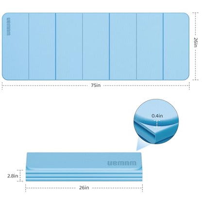 Yoga Mat Thick 10mm, Foldable Yoga Mat 75 x 26 x 0.4 Inches | Portable Workout Mat | Thick Cushioning Surface | Home Gym Exercise Mat | Pilates & Yoga Training - color: Blue