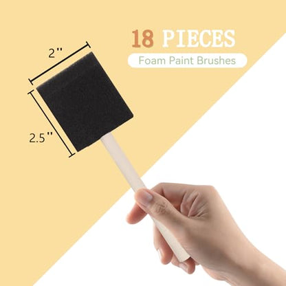 18 Pcs Foam Paint Brushes, 2 Inch Sponge Paint Brush, Wood Handle Sponge Foam Brush for Painting, Staining, Varnish, Craft, Touch Up - size: 18 Packs 2 inch