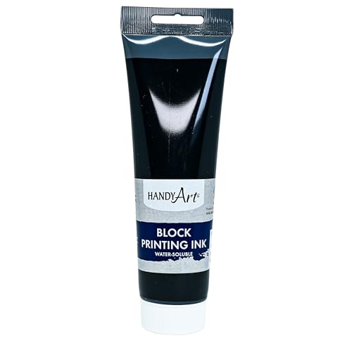 Handy Art Block Printing Ink, Black, 5 oz Tube, Water-Soluble | Highly Pigmented Vibrant Opaque Color with Superior Transfer Tack, Water Soluble, Certified Safe & AP Non-Toxic, Made in USA - color: Black, size: 5 Fl Oz
