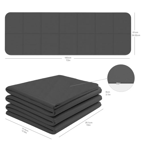 Foldable Yoga Mat with Resistance Band & Sliding Discs, 0.24" Thick Eco-Friendly TPE Non-Slip Workout Mat, Portable for Yoga, Pilates, Home Gym & Travel (72." x 24" x 0.24") - color: Black
