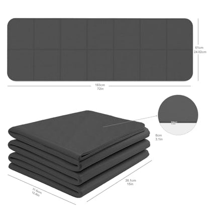 Foldable Yoga Mat with Resistance Band & Sliding Discs, 0.24" Thick Eco-Friendly TPE Non-Slip Workout Mat, Portable for Yoga, Pilates, Home Gym & Travel (72." x 24" x 0.24") - color: Black