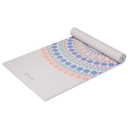 Gaiam Premium Yoga Mat, 6mm Thick Print Mat | Premium 6mm thick cushioning for joint support. Non-slip print design for yoga, Pilates & floor workouts. - color: Rainbow Trance