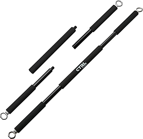 Resistance Band Bar for Fitness – Workout Bar for Exercise, Squat, Biceps, Triceps, Shoulders, Back – Adjustable 3 Parts Bar for Resistance Bands – Durable Portable Steel Pilates Resistance Bar