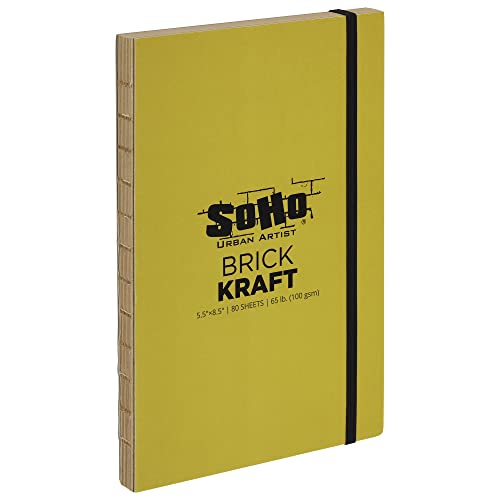 SoHo Urban Artist Brick Sketchbook Journals for Sketching, Drawing, Colored Pencils, Graphite, and More - Kraft 5.5"x8.5" (100 GSM, 80 Sheets) - color: Kraft, size: 5.5 x 8.5in