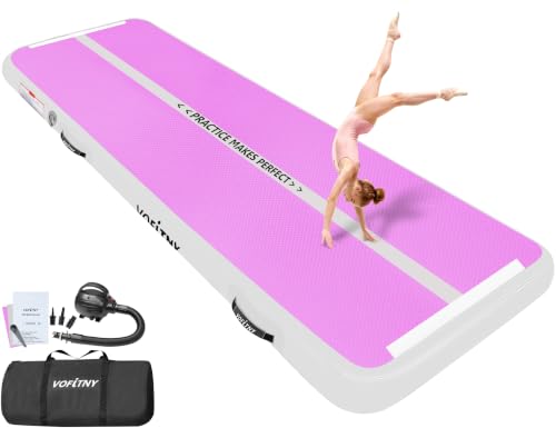 VOFiTNY Inflatable Gymnastics Air Mat Tumble Track with Pump for Training - color: Cyan/HotPink, size: 10ft*3.3ft*4inches(3m*1m*0.1m)