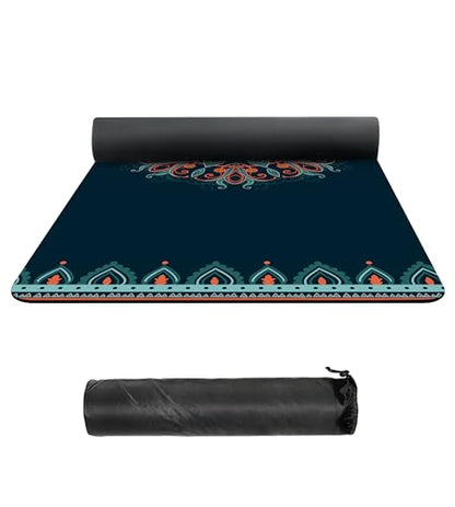 nuveti Suede TPE Yoga Mat High Density Non Slip Yoga Mats with Carrying Bag,72"x32" Extra Thick 8MM Exercise & Workout Mat for Yoga, Pilates and Fitness - color: Flowers