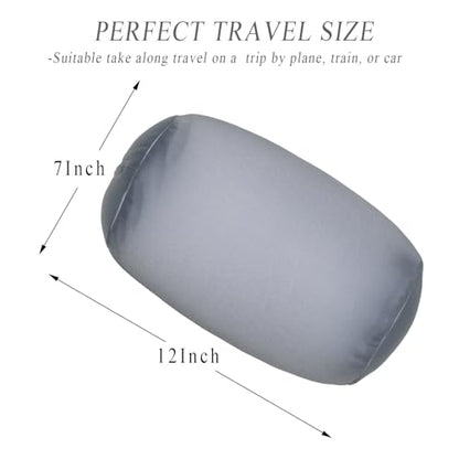 Microbead Bolster Tube Pillows with Double Cover, Squish Bean Bed Microbead Pillow Soft Neck Back Lumbar Support Smooth Cool Touch Comfortable Fabric (Gray) - color: Gray
