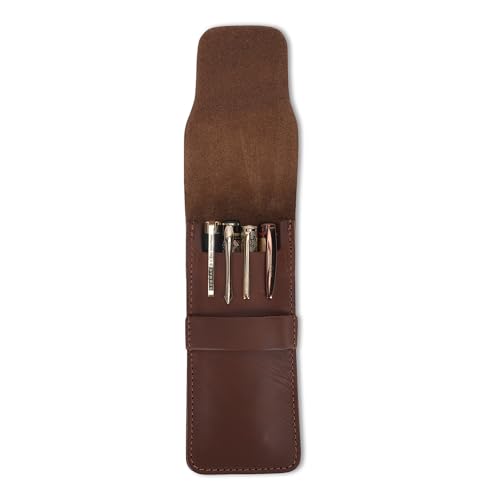 Leather Pen Sleeve Case for Fountain Pens, Multi Pen Holder Organizer, Handmade Full Grain Leather Pouch, Durable Protective Pen Cover, Classic Pen Storage Gift (Tan) - color: Tan