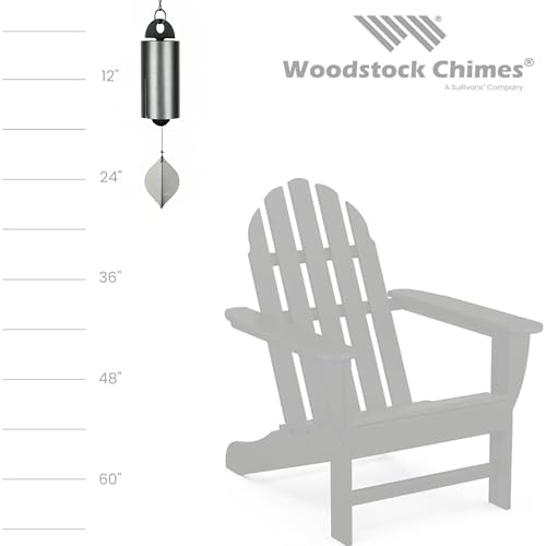 Woodstock Chimes Heroic Windbell Wind Chime for Outside 24" Medium Grey,Deep Tone Sound, Outdoor Decor for Patio, Porch, Garden HWMAS