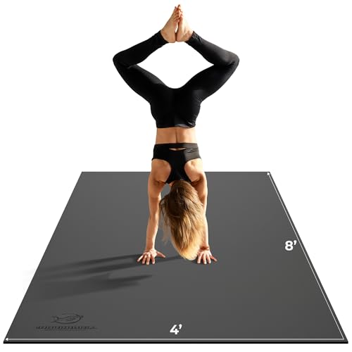 8FT x 4FT Extra Large Exercise Mat - PVC Floor Workout Mat with Carry Bag, Cleaning Cloth - Non slip Thick Workout Mats for Home Gym Flooring, Fitness Training Mat for Weights Pilates Cardio