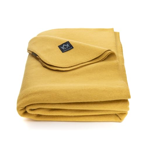 Arcturus Military Wool Blanket - Warm, Thick, Washable - Great for Outdoors, Camping, Stadium Blanket, Picnics, Travel - Car & Bushcraft Survival Kits - color: Gold, size: Twin