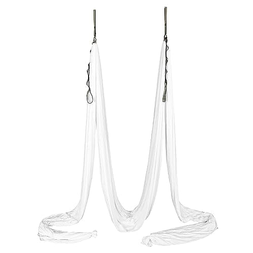 Kojem Aerial Silk Fabric Yoga Swing Kit For Fitness Yoga Inversions Flexibility Core Strength Dance White Nylon Fabric 6.6/13.1 Yards - size: 13.12 Yards