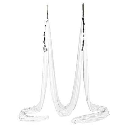 Kojem Aerial Silk Fabric Yoga Swing Kit For Fitness Yoga Inversions Flexibility Core Strength Dance White Nylon Fabric 6.6/13.1 Yards - size: 13.12 Yards