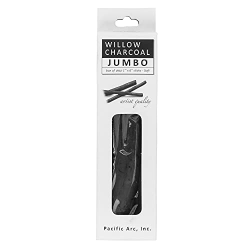 Pacific Arc Large Willow Charcoal Stick, Soft, Black, Willow Charcoal for Sketching and Drawing - style: Jumbo