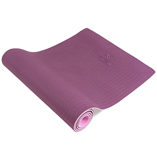 ProsourceFit Natura TPE Yoga Mat 1/4" (6mm) Thick, 72" Long, Reversible with High-Density Cushion & Non-slip Texture, Eco-conscious & Hygienic - color: Purple/Pink