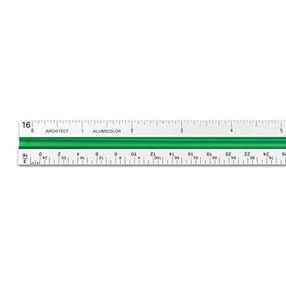 Alumicolor Aluminum Architect Color-Coded Solid Drafting Scale, 12IN, Silver - size: 12IN, style: Architect