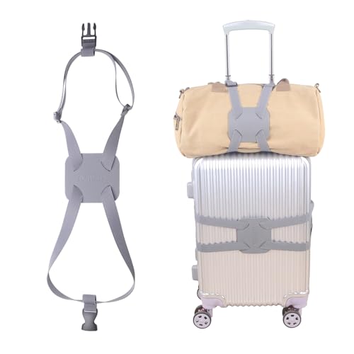 Luggage Straps Bag Bungees for Add a Bag Easy to Travel Suitcase Elastic Strap Belt (Grey Luggage strap-1PCS) - color: Grey luggage strap