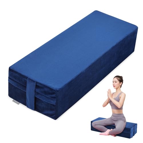 GOFORIT Yoga Bolster Pillow for Meditation and Support，Rectangular Meditation Pillow for Restorative Yoga，26.5"X9.5" X6" - color: Dark Blue