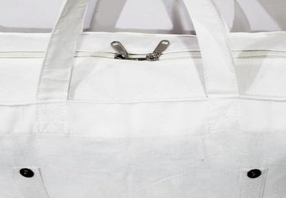 INDIAN CRAFT CASTLE Tote Bag with Yoga Mat Carrier Pocket Carryall Shoulder Bag for Office, Workout, Pilates, Travel, Beach and Gym - color: White