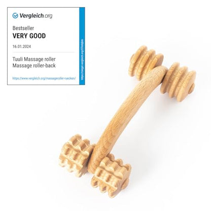 tuuli Accessories Back Massage Muscle Roller Tool Massager for Neck Shoulder Arms Legs Body Wooden 7 x 3 inches