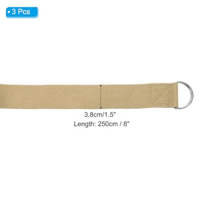 PATIKIL Yoga Strap for Stretching Cotton Yoga Belt with Adjustable Metal D-Ring Buckle Stretch Band for Fitness Pilates - color: Khaki