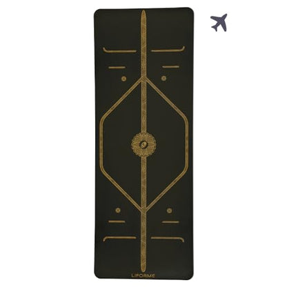Liforme Travel Yoga Mat - Patented Alignment Design, Advanced Non-Slip Grip - color: Black & Gold