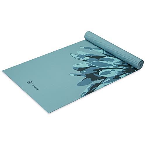 Gaiam Yoga Mat Classic Print, 4mm Non-Slip Mat | Lightweight 4mm print yoga mat with non-slip grip. Ideal for yoga, Pilates & floor workouts at home or studio. - color: Vibrant Flourish