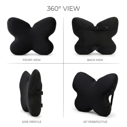 Butterfly Lumbar Support Pillow for Car and Chair, Black - color: Black-1