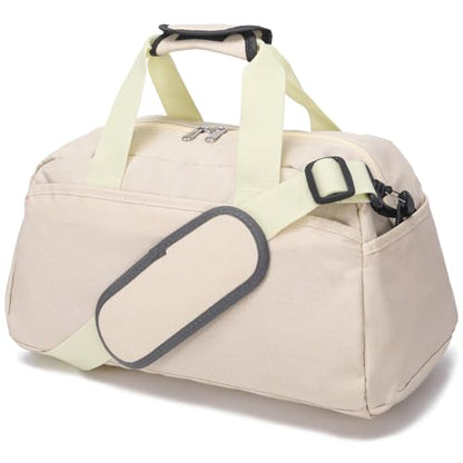 14 inch Small Gym Bag for Women & Men, Mini Duffel Bag for Travel Sports Lightweight Carry On Bag (Beige) - color: Beige
