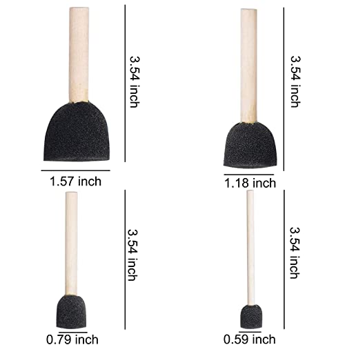 WAFJAMF 40 Pcs Round Sponges Brush Set 4 Sizes DIY Painting Tools Black | Wooden handle craft foam applicators for acrylic, kids arts & stenciling with multiple diameter options - color: Black