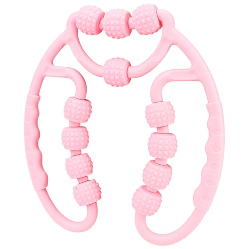 Cellulite Massage Roller, 12 Wheels Muscle Roller for Arm & Leg, Meridian Calf Ring Tool Stick with Circular Clamp, for Lymphatic Drainage, Anti-Cellulite Body Sculpting, Thigh Waist Foot Wrist Relief