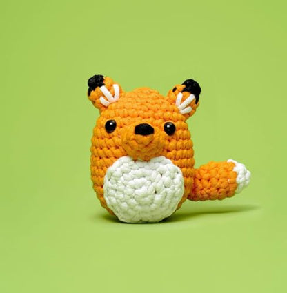 The Woobles Crochet Kit for Beginners (Felix the Fox) | As seen on Shark Tank, Kit includes: Easy Peasy Yarn, pre-started piece, hook, safety eyes, stuffing, video tutorials - color: Felix The Fox