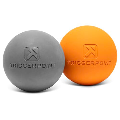 TRIGGERPOINT Foundation Massage Therapy Balls – Medium-Density Ball Massager for Back & Foot Pain Relief, Trigger Point Myofascial Tool for Yoga, Exercise & Physical Therapy, Grey/Orange, 2 Pack - style: 2 Pack