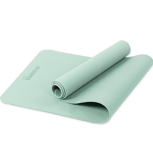 Yoga Mat Non Slip, Pilates Fitness Mats, Eco Friendly, Anti-Tear 1/4" Thick Yoga Mats for Women, Exercise Mats for Home Workout with Carrying Sling and Storage Bag - color: Matcha Green