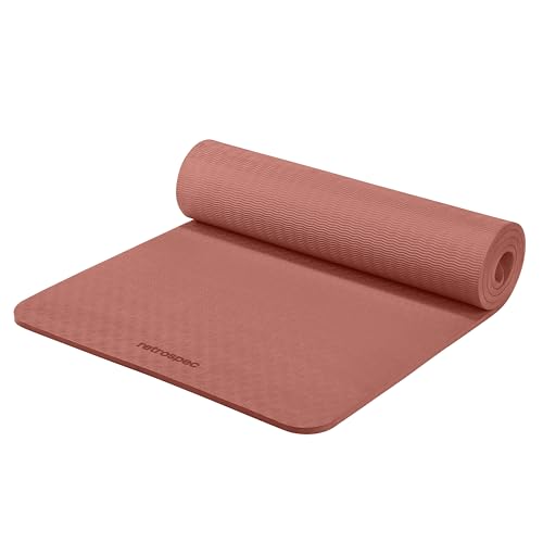 Retrospec Zuma 1/2" Yoga Mat Non Slip Exercise Mat For Pilates, Workout | 72x24x1/2", Gym Mat, Yoga Mat Strap, TPE Yoga Mat, Eco Friendly, Elastic Memory Foam, Moisture Resistant, BPA, Latex Free - color: Rose