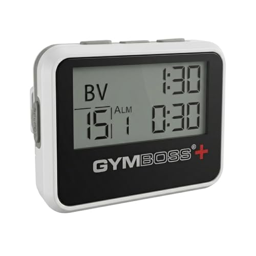 Gymboss Plus Interval Timer and Stopwatch - White/Black Hardcoat - color: White / Gray