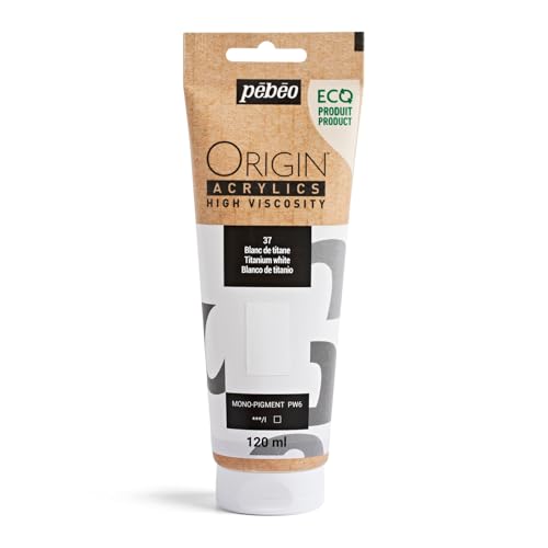 PEBEO Origin Acrylics 120ml Matte Acrylic Paint, Titanium White | The covering white - strong highlights and clean opaque passages; high-viscosity matte acrylic in a 120 ml eco-tube. - color: Titanium White