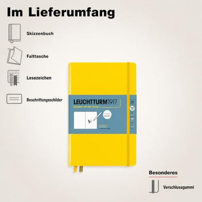 Leuchtturm1917 - Medium A5 Hardcover Sketchbook (Lemon) - 112 Pages of 150g/m² Paper - color: Lemon, size: Medium (A5)