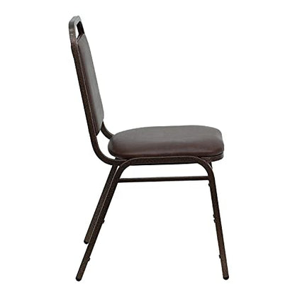 EMMA + OLIVER Brown Vinyl Trapezoidal Back Stacking Banquet Chair - color: Brown Vinyl/Copper Vein Frame