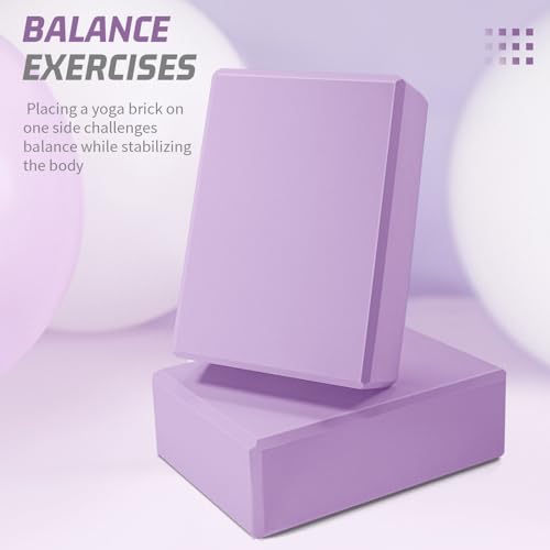 biguphate 2 Pack Yoga Blocks, 3"x6"x9" Beveled Edges Non-Slip, Yoga Bricks - color: 2PACK-369-Light Purple, size: 9x6x3IN