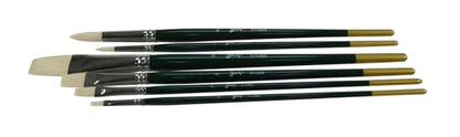Sax Olympia Interlocked Hog Hair Bristle Long Handle Paint Brushes, Assorted Sizes, Set of 6