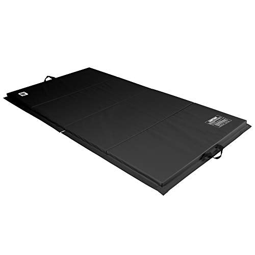 We Sell Mats - 4 ft x 8 ft x 2 in Premium Personal Fitness & Exercise Mat for Home Workout - Lightweight and Folds for Carrying – All Purpose Home Gym Mat – Thick Mat for Yoga, Pilates, Stretches - color: Black