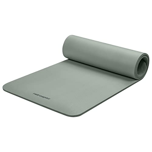 Retrospec Solana Yoga Mat Thick 1/2in Non-Slip Workout Mat with Nylon Strap - 72x24in Exercise Mat for Pilates, Stretching & Fitness - BPA Free, Easy Clean - color: Sage