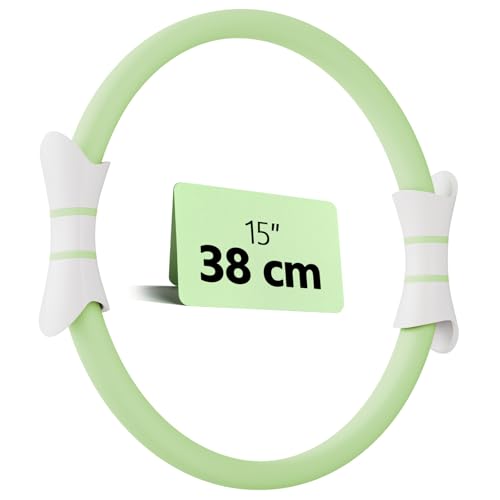 14" Pilates Ring - Magic Circle for Inner Thigh, Arm & Core Toning, Anti-Bend Ergonomic Handles, Home Fitness Gear for Women
